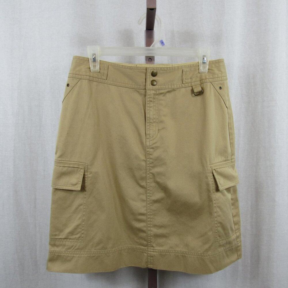 Liz Claiborne Size 6 Cargo Skirt Lace Up Back High Waisted Tan Khaki Casual Mom